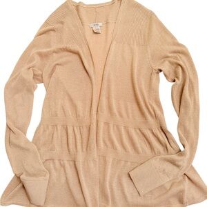 Caché Gold Metallic Knit Open Front Cardigan Size L